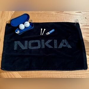 Nokia Black Golf Towel Set with Blue Case